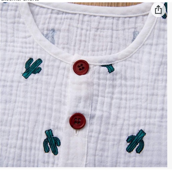 Baby Cactus Outfits Unisex Cotton Linen Tops & Bloomer Shorts set like new - Picture 9 of 12